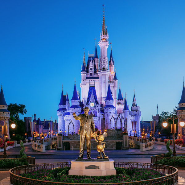 Cinderella castle and partners statue