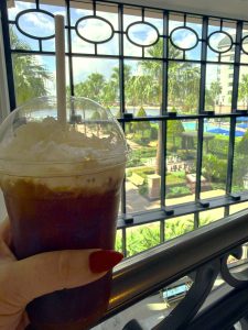 Iced coffee from Le Petit Café in the lobby of Disney's Riviera Resort