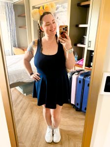 Mirror selfie in a Tower Studio room at Disney's Riviera Resort
