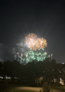 EPCOT fireworks viewed from the balcony of a Tower Studio at Disney's Riviera Resort